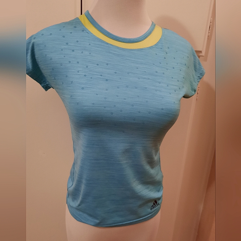 Adidas athletic blue and yellow shirt